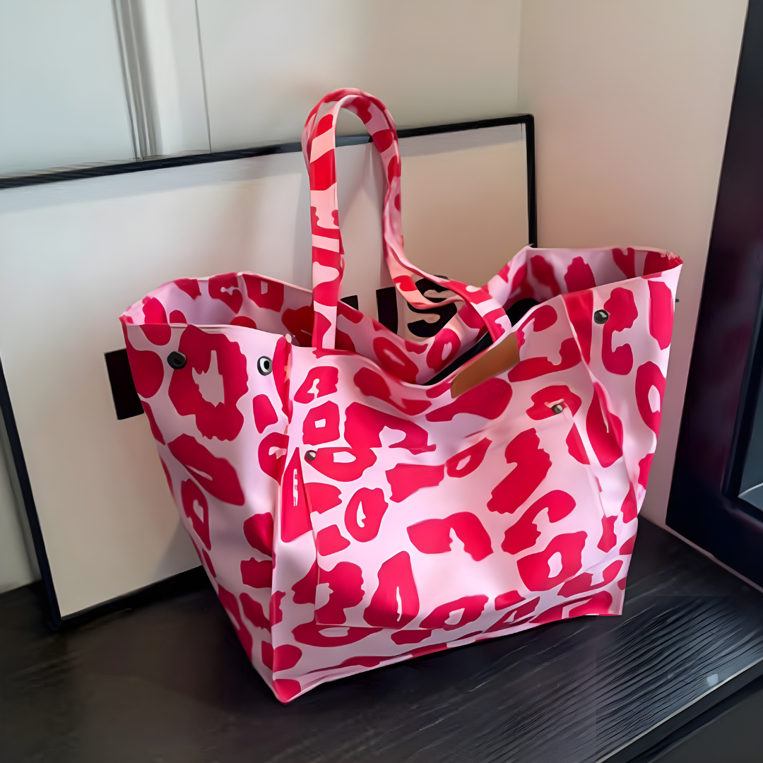 Bolso Shopper Mujer Estampado Animal Asa Doble Grande