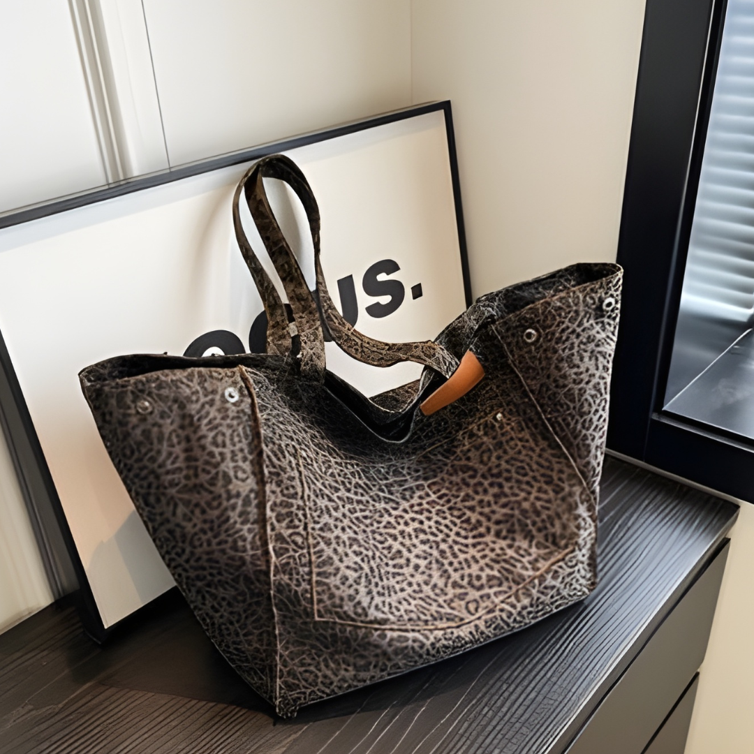 Bolso Shopper Mujer Estampado Animal Asa Doble Grande
