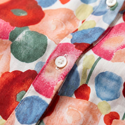 Camisa Mujer de Algodón Estampado Floral Acuarela Ajuste Regular