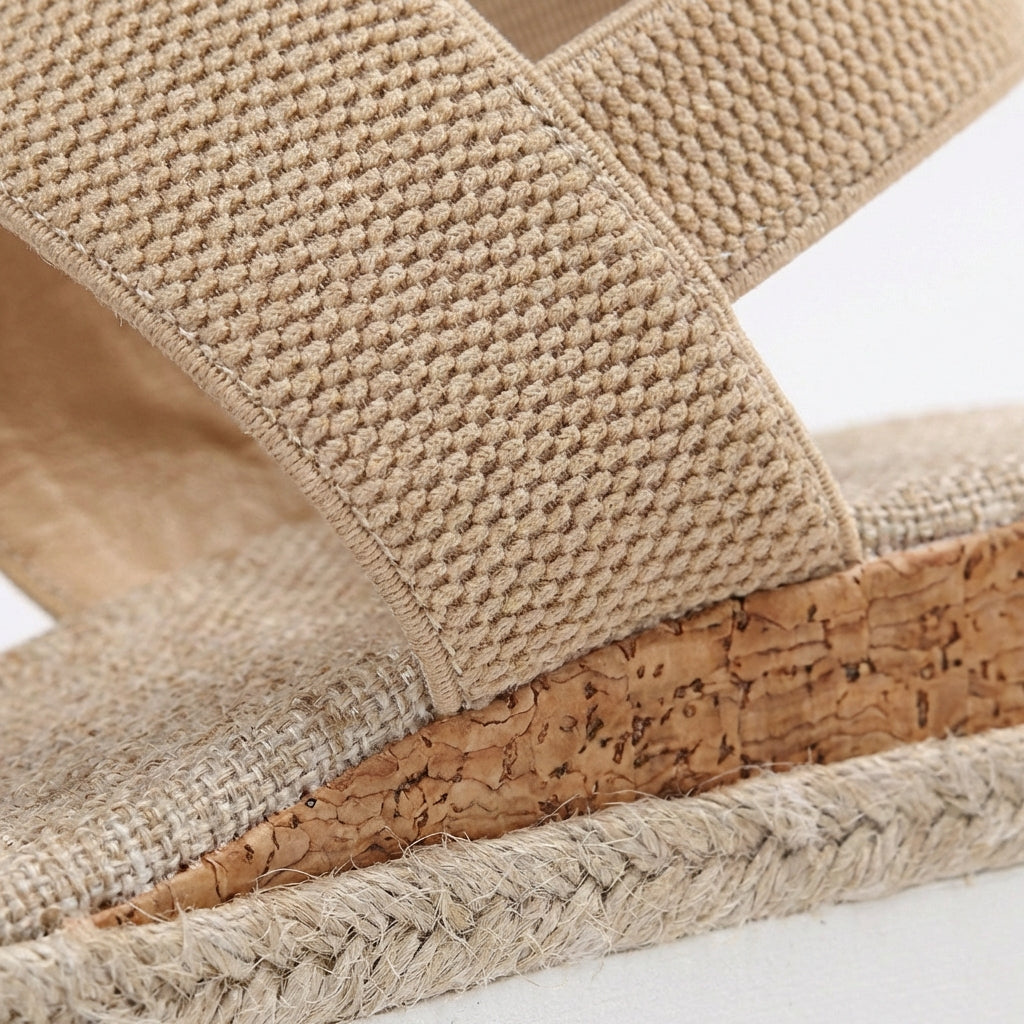 Sandalias Plataforma Mujer de Esparto y Elásticas