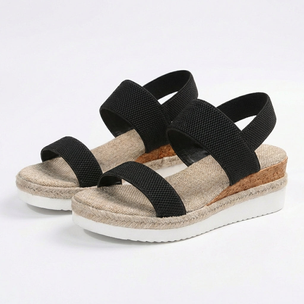 Sandalias Plataforma Mujer de Esparto y Elásticas