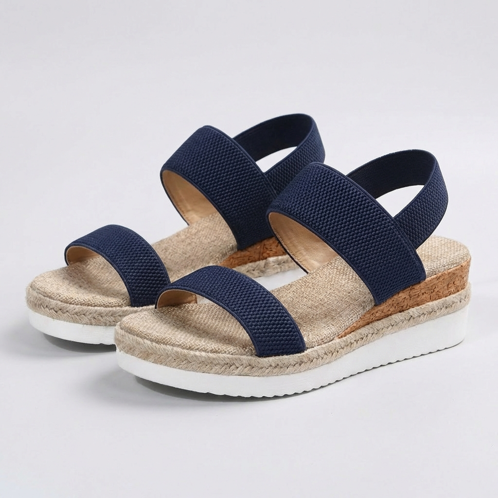 Sandalias Plataforma Mujer de Esparto y Elásticas