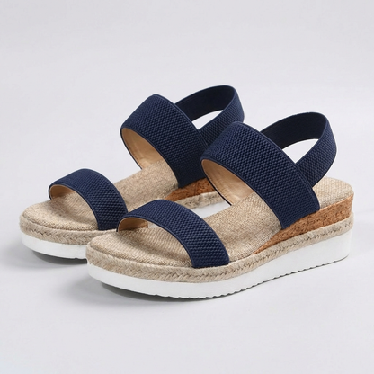Sandalias Plataforma Mujer de Esparto y Elásticas