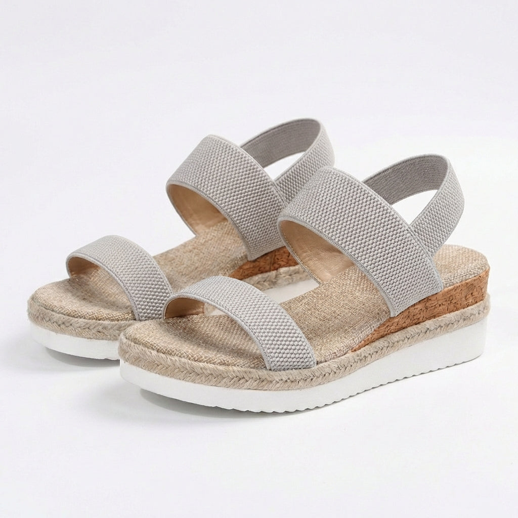 Sandalias Plataforma Mujer de Esparto y Elásticas