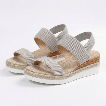 Sandalias Plataforma Mujer de Esparto y Elásticas