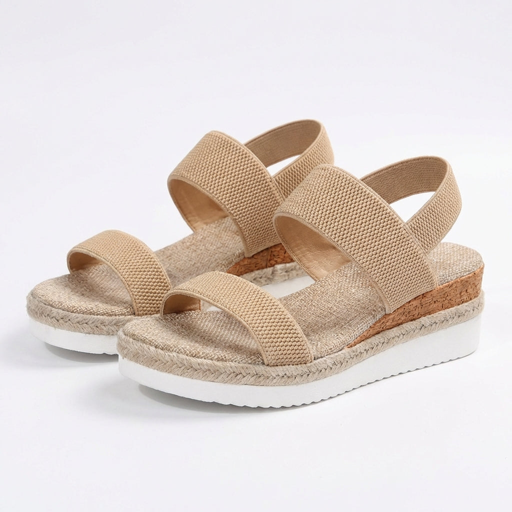 Sandalias Plataforma Mujer de Esparto y Elásticas - Mavetta
