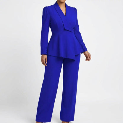 Traje Blazer y Pantalón Mujer Peplum Ajuste Elegante