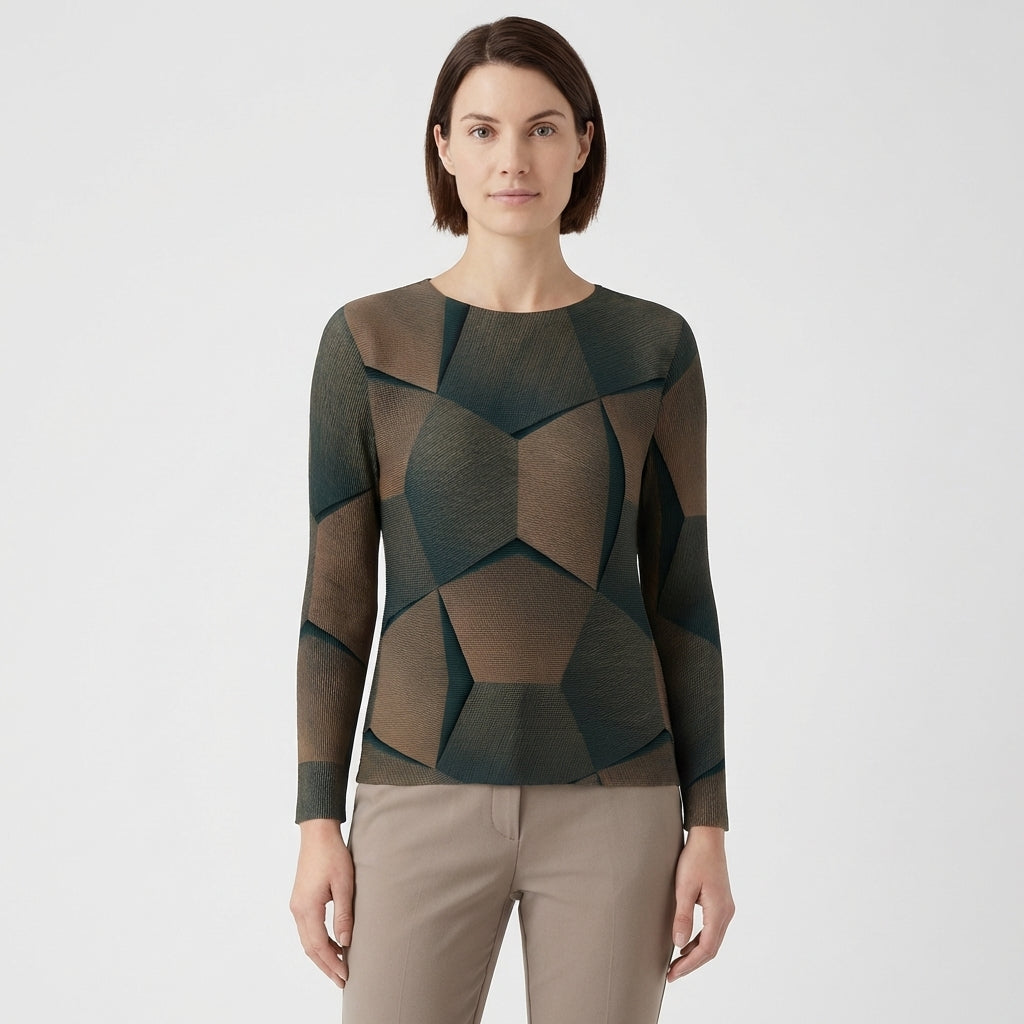 Jersey Mujer Estampado Geométrico Tejido 3D - Mavetta