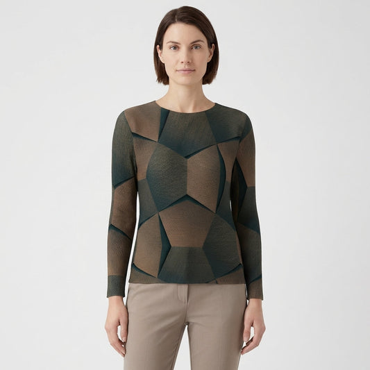 Jersey Mujer Estampado Geométrico Tejido 3D - Mavetta