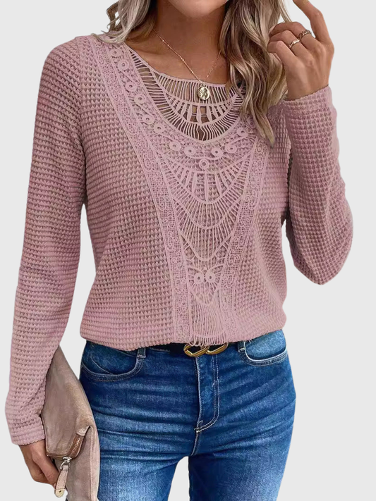 Blusa mujer de tejido ligero con detalles calados estilo bohemio - Mavetta