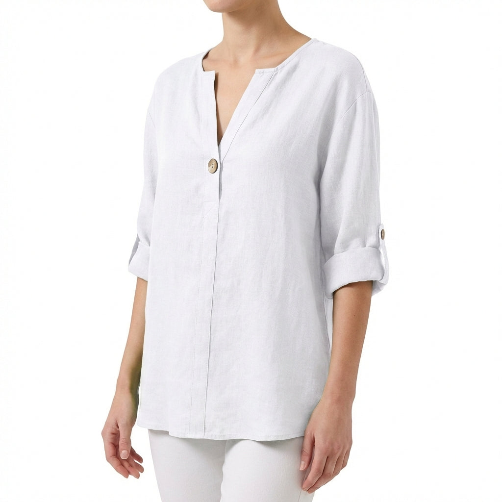 Blusa Mujer Cuello Mao Holgada