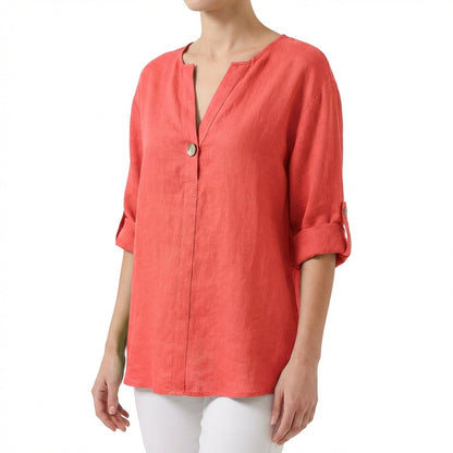 Blusa Mujer Cuello Mao Holgada