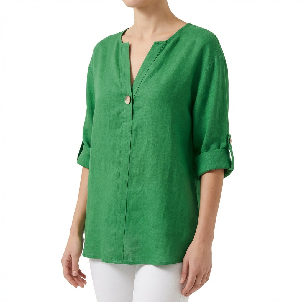 Blusa Mujer Cuello Mao Holgada