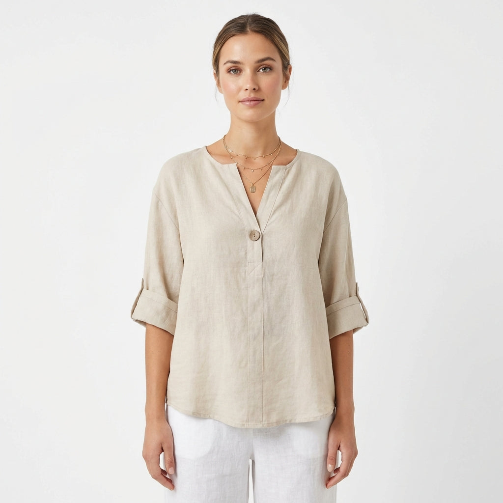 Blusa Mujer Cuello Mao Holgada - Mavetta