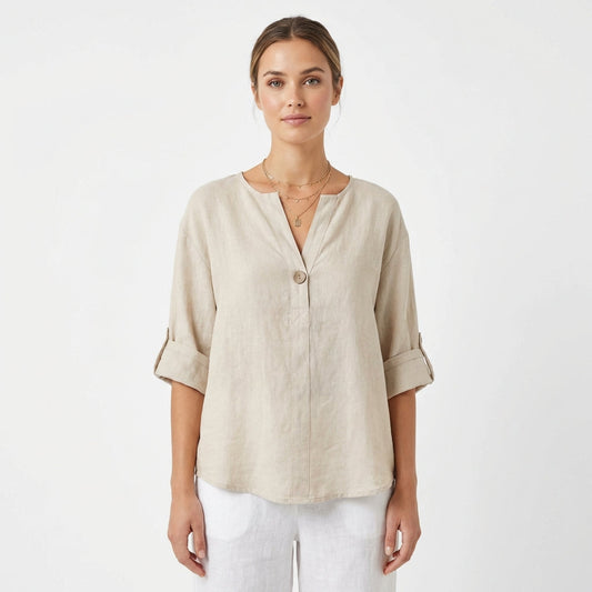 Blusa Mujer Cuello Mao Holgada - Mavetta