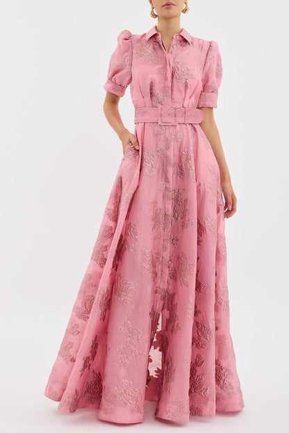 Vestido Mujer Elegante Manga Corta Abullonada