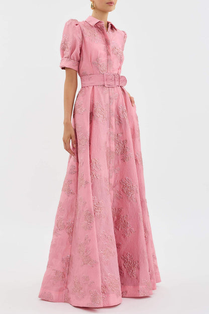 Vestido Mujer Elegante Manga Corta Abullonada