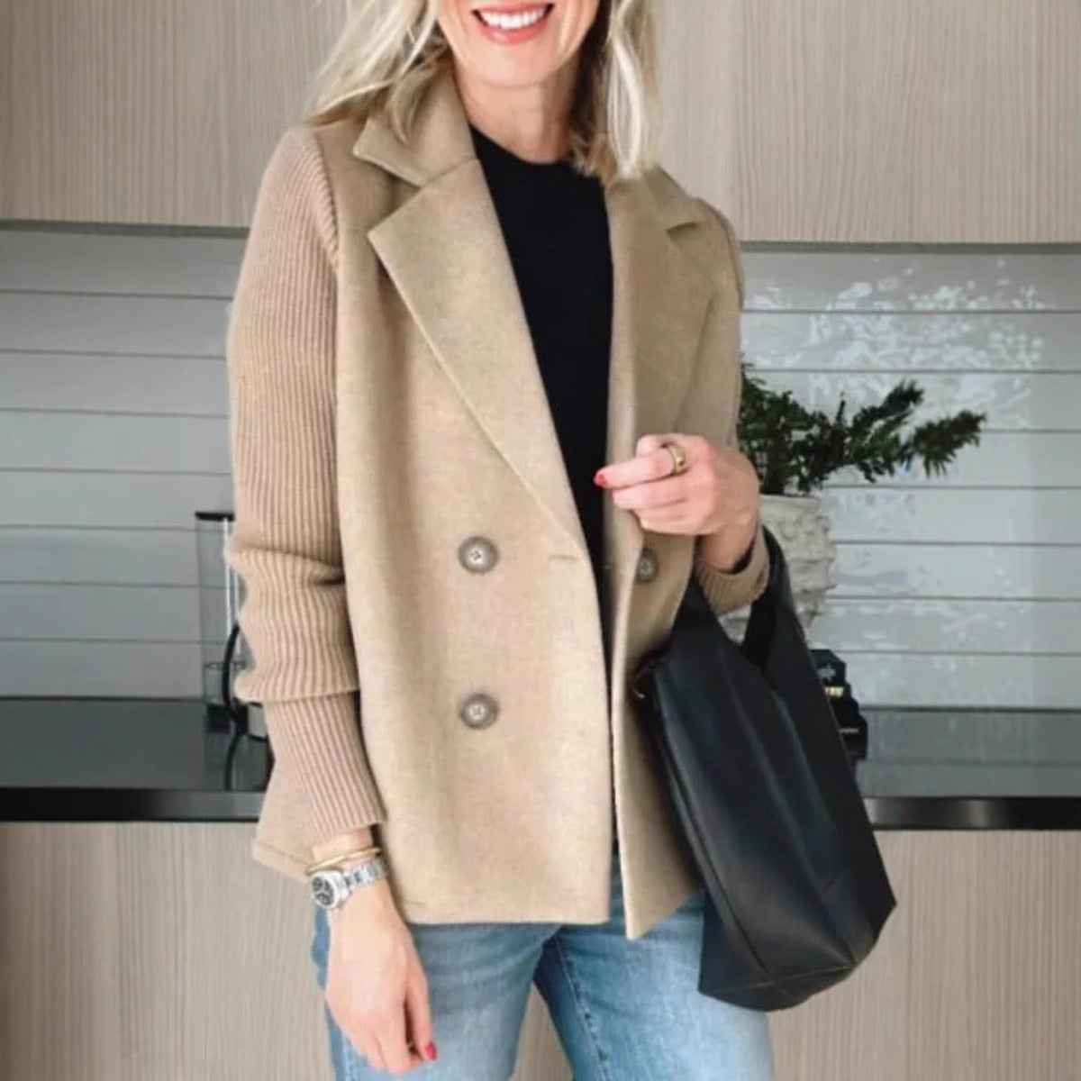 Blazer Mujer Oversize Doble Botonadura Ajuste Amplio