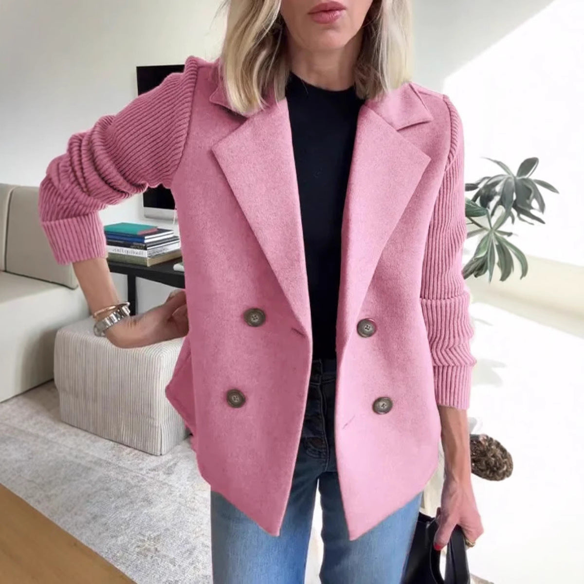 Blazer Mujer Oversize Doble Botonadura Ajuste Amplio