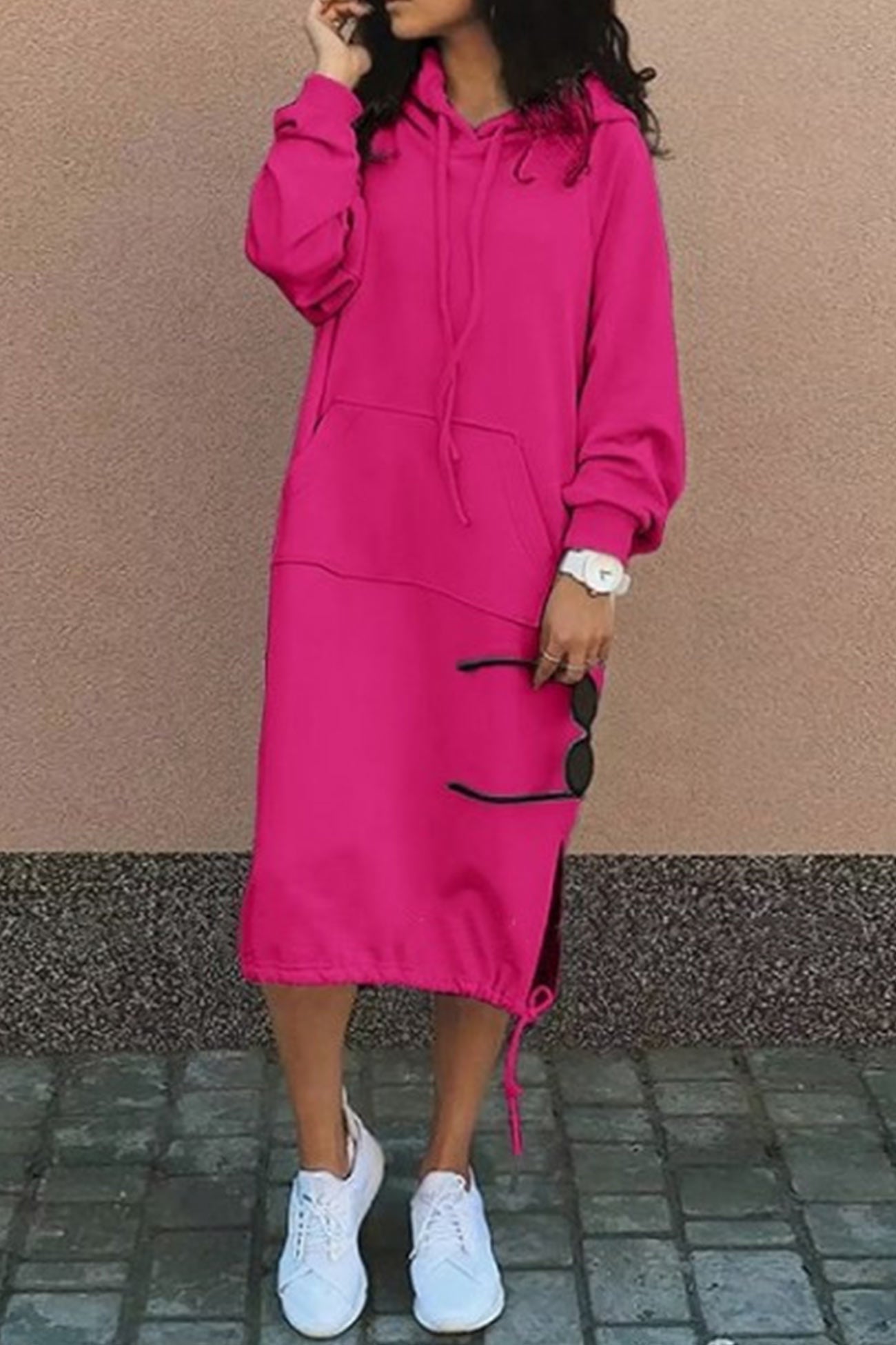 Vestido sudadera mujer largo con capucha y ajuste holgado