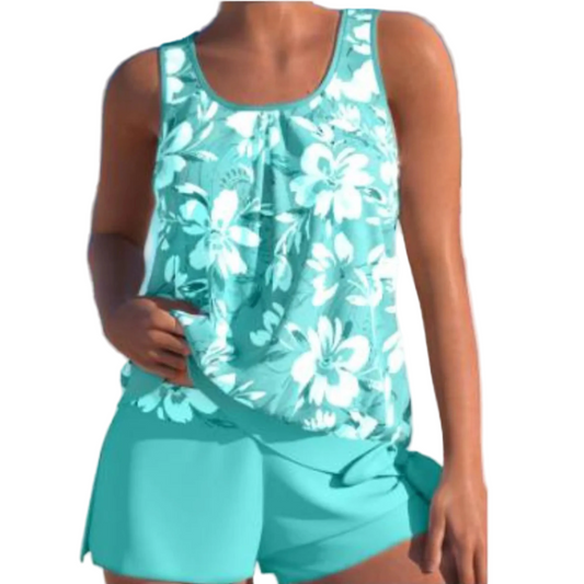 Bañador Tankini Mujer de Dos Piezas Estampado Flores Pantalón - Mavetta