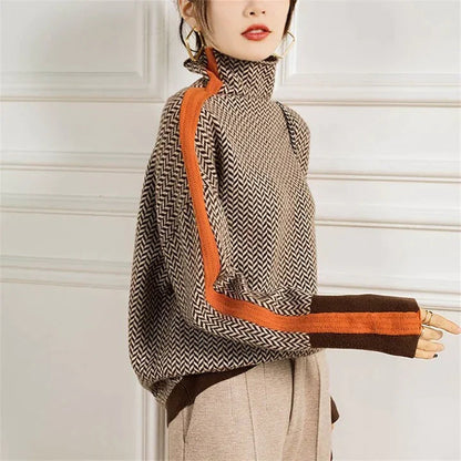 Jersey mujer de mezcla de cachemira cuello alto - Mavetta