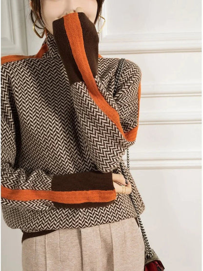 Jersey mujer de mezcla de cachemira cuello alto