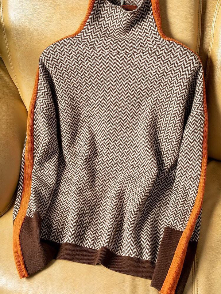 Jersey mujer de mezcla de cachemira cuello alto