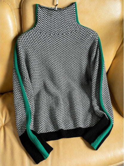Jersey mujer de mezcla de cachemira cuello alto