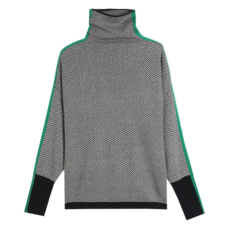 Jersey mujer de mezcla de cachemira cuello alto