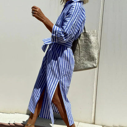 Vestido midi mujer de verano con botones y corte recto