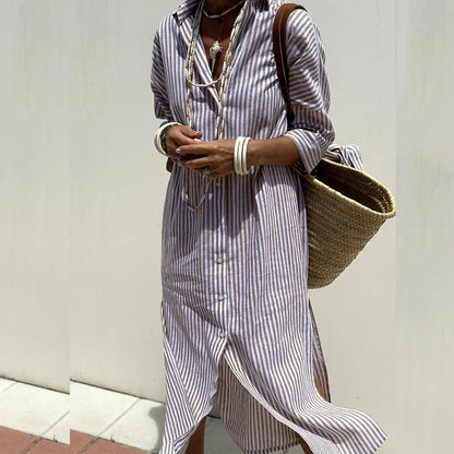 Vestido midi mujer de verano con botones y corte recto