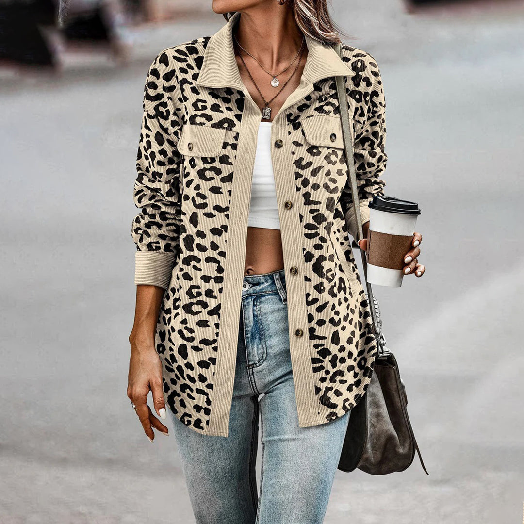 Blazer Mujer Estampado Animal Ajuste Entallado