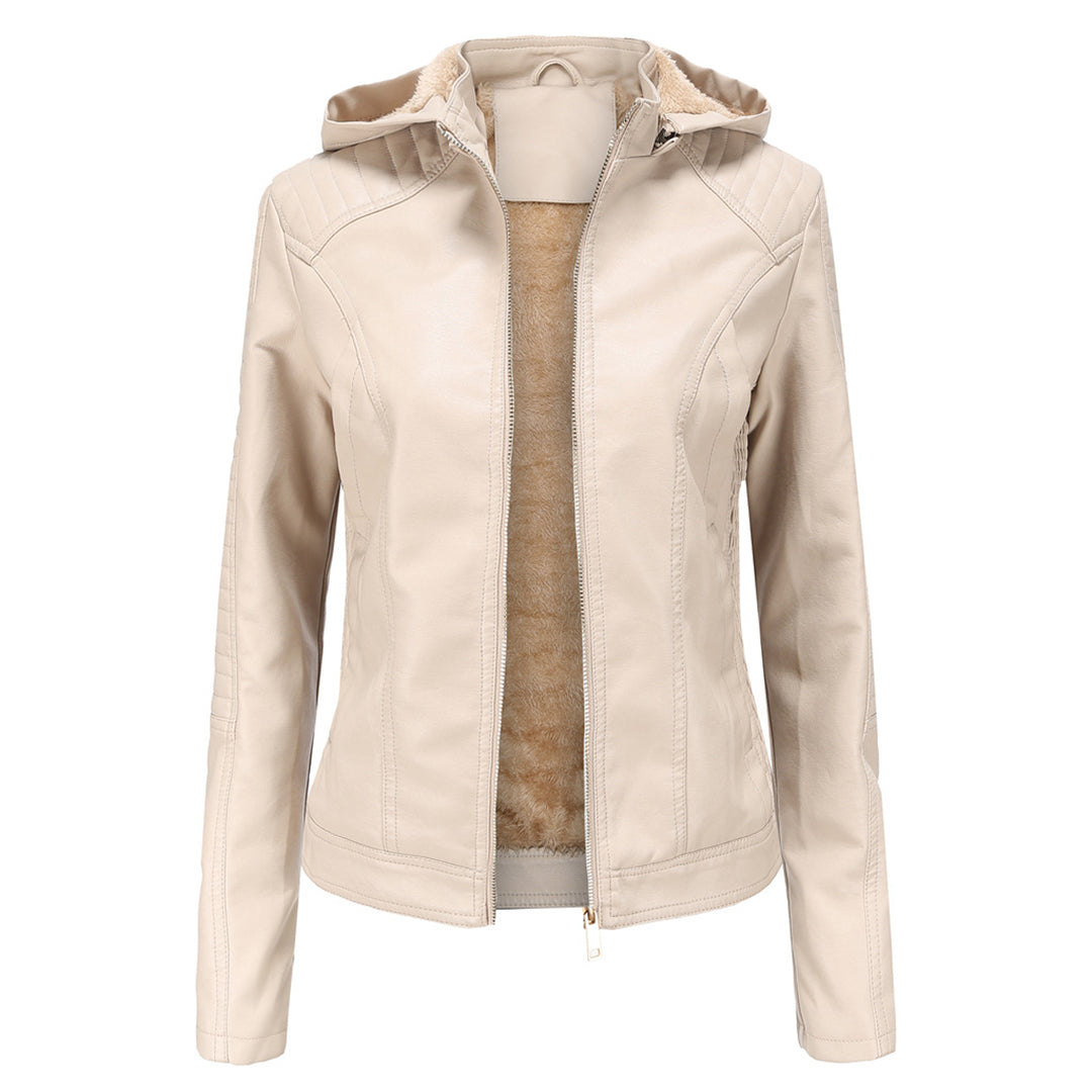 Chaqueta Mujer de Cuero Versátil Corte Ajustado