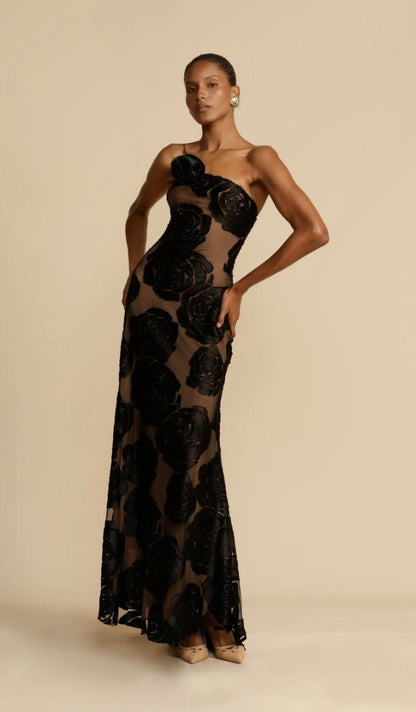Vestido largo mujer con volantes y diseño