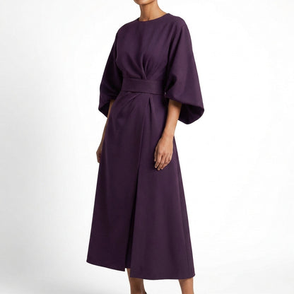 Vestido Midi Mujer Cruzado con Cinturón Ajustable