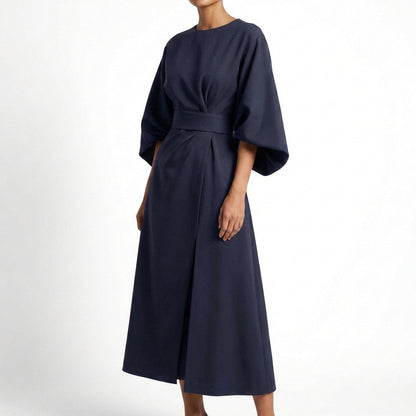 Vestido Midi Mujer Cruzado con Cinturón Ajustable
