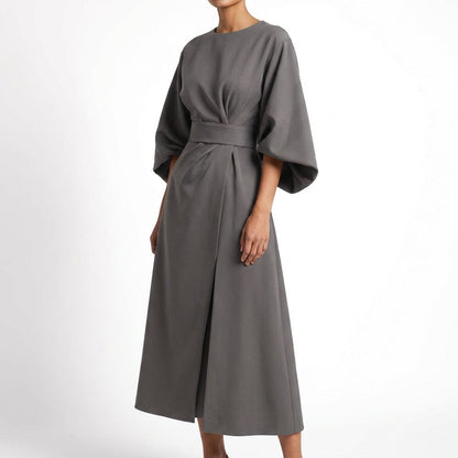 Vestido Midi Mujer Cruzado con Cinturón Ajustable