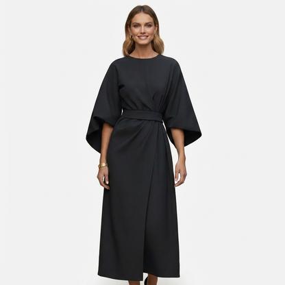Vestido Midi Mujer Cruzado con Cinturón Ajustable - Mavetta