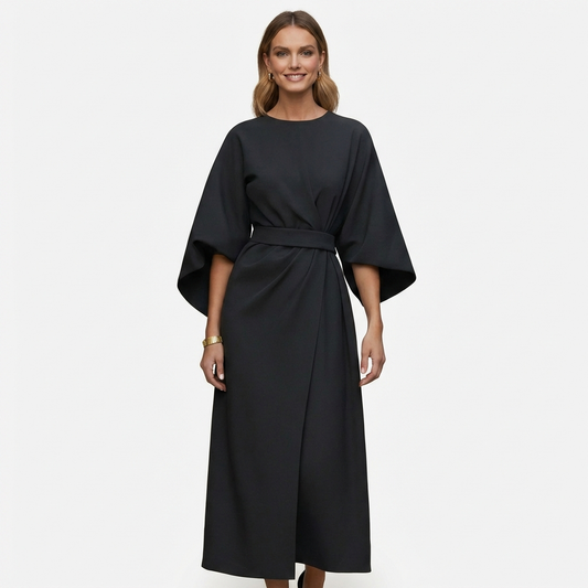 Vestido Midi Mujer Cruzado con Cinturón Ajustable - Mavetta
