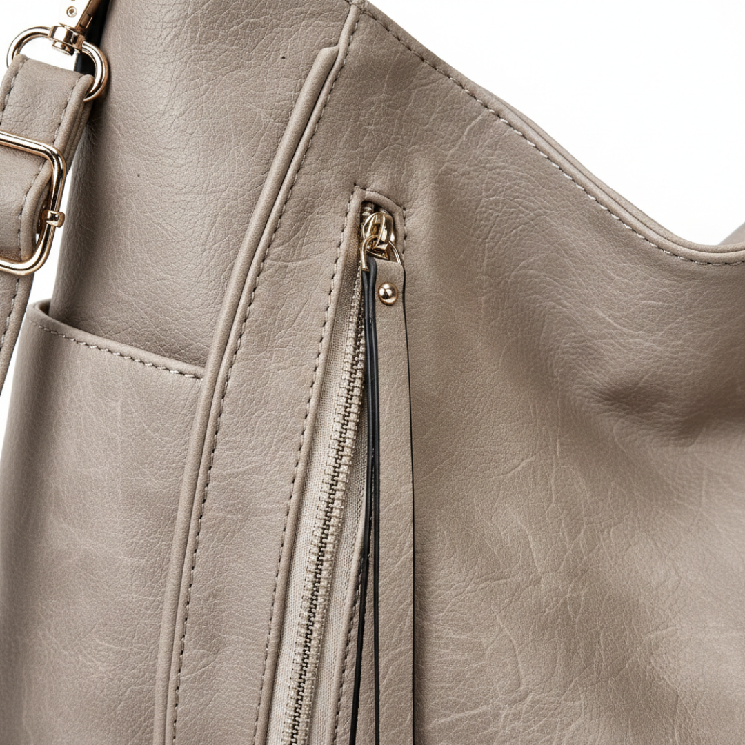 Bolso Hobo Mujer Asa Hombro Correa Larga Bolsillos Cremallera