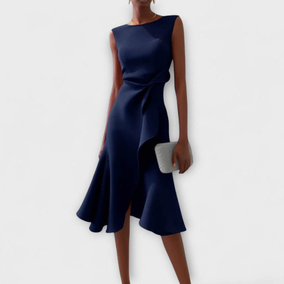 Vestido midi Mujer sin mangas con pliegues