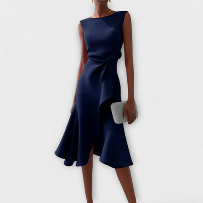 Vestido midi Mujer sin mangas con pliegues