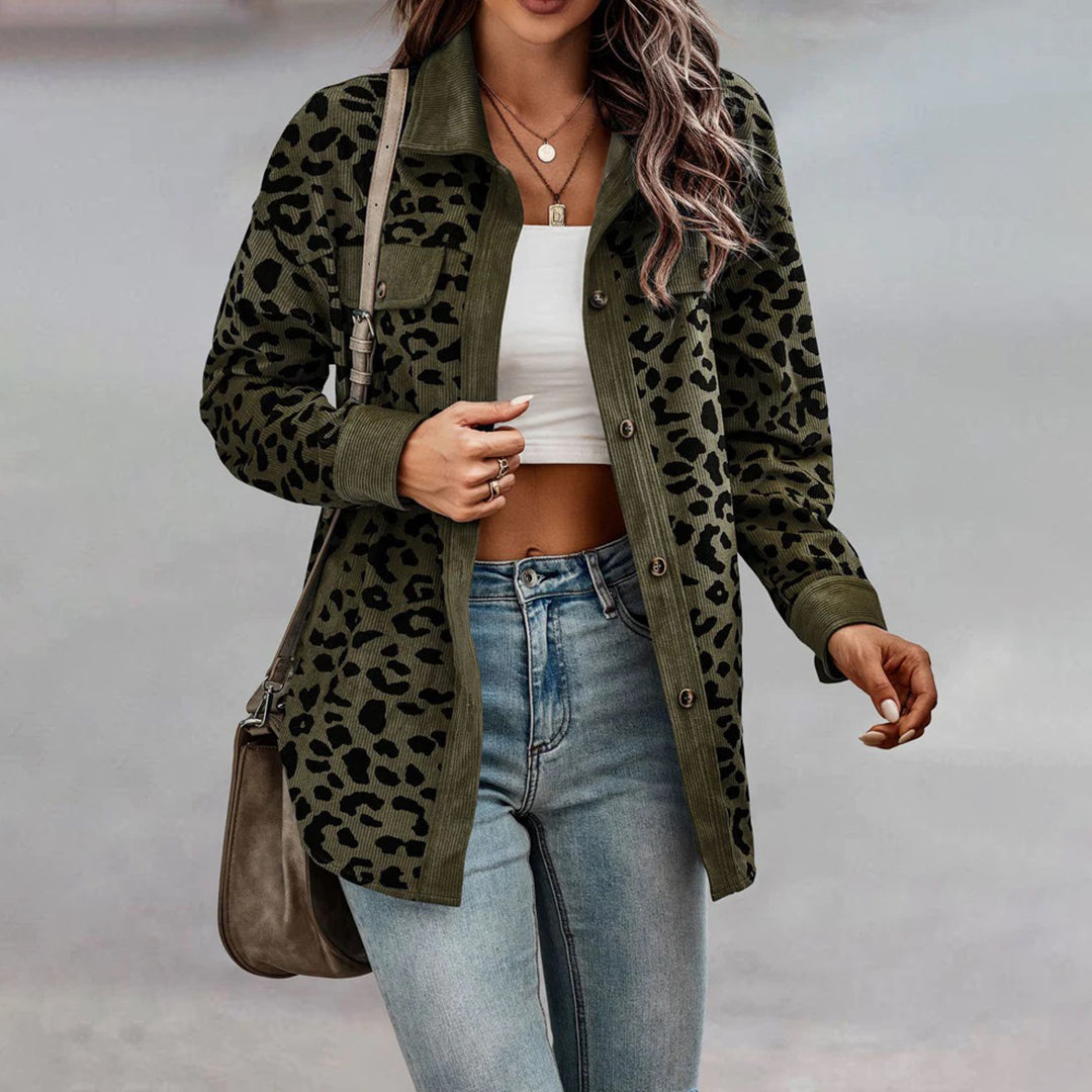Blazer Mujer Estampado Animal Ajuste Entallado
