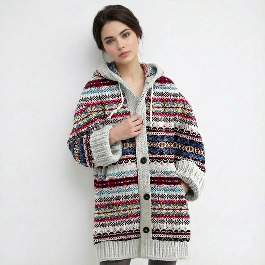 Cárdigan Mujer con Capucha y Botones Ajuste Casual - Mavetta