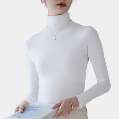 Mujer Cuello Alto Manga Larga Ajuste Slim