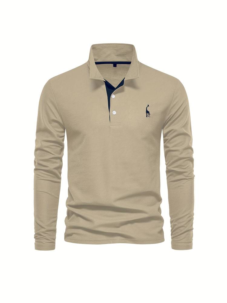Polo Hombre Manga Larga Detalles en Cinta Ajuste Regular