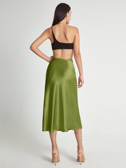 Falda Midi Mujer de Satén Suave Corte Elegante