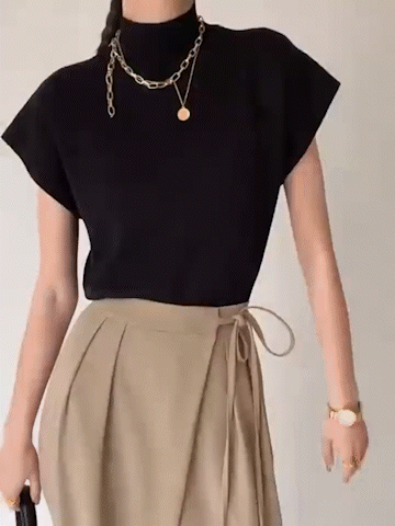 Chaleco Mujer de Polipiel Cuello Alto y Manga con Solapa