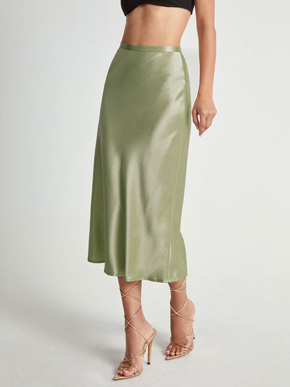 Falda Midi Mujer de Satén Suave Corte Elegante
